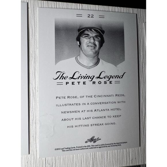 PETE ROSE 2012 Leaf The Living Legend Full 12 Card Set Baseball Legend - Picture 8 of 10